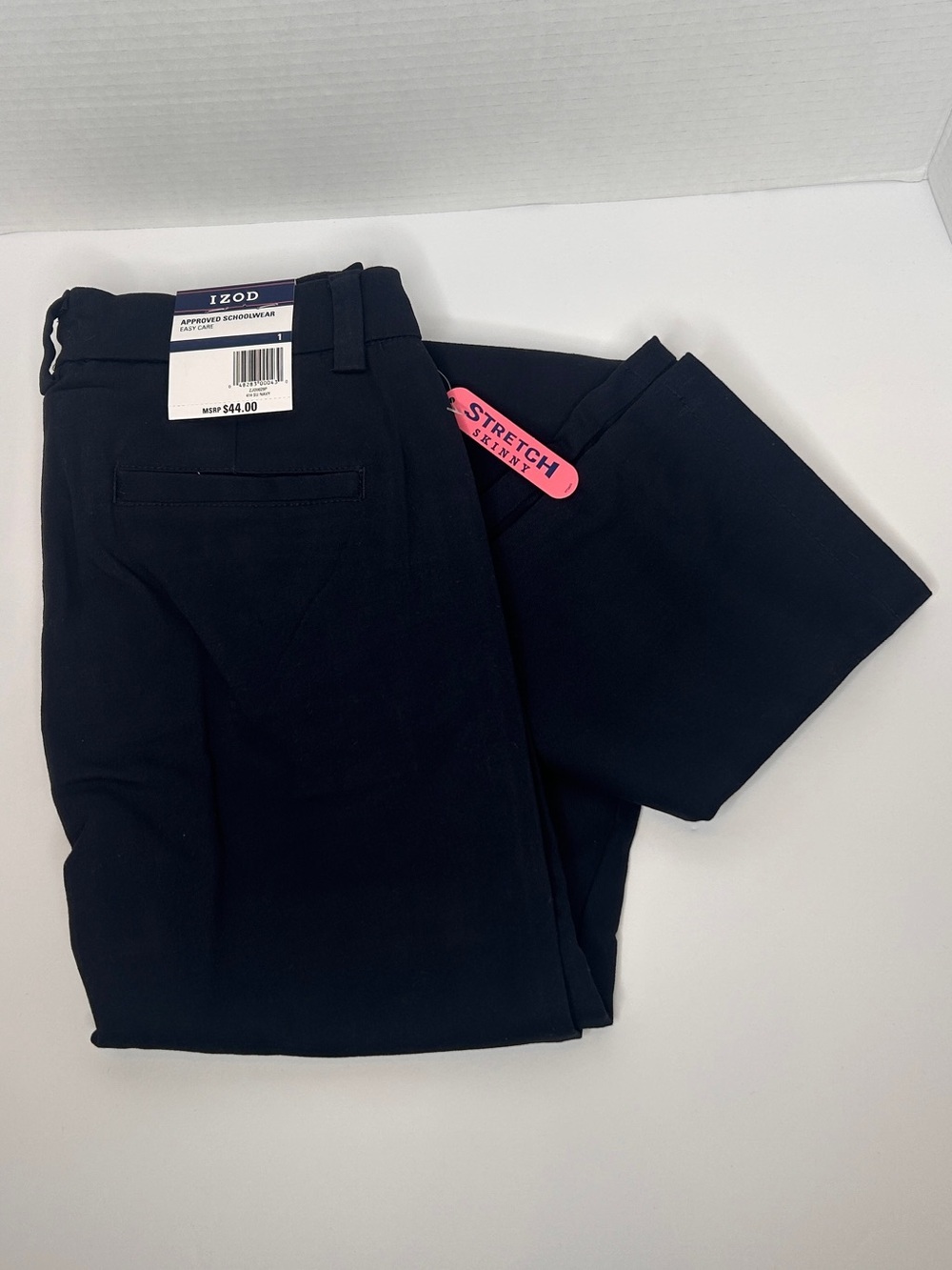 IZOD Juniors Uniform Stretch Twill Skinny Pant, Navy , 1 - Picture 8 of 14